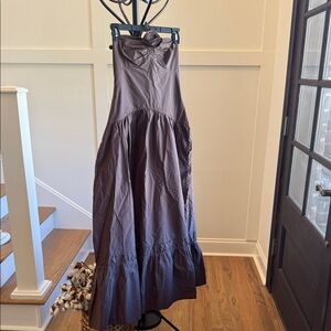 ZARA WOMAN NWT POPLIN MIDI DRESS WITH TEXTURED FLOWERS BROWN size S